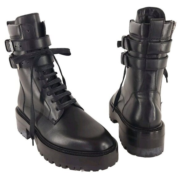 Amiri Double-buckle Combat Boots 39 9 Black New - Picture 2 of 15
